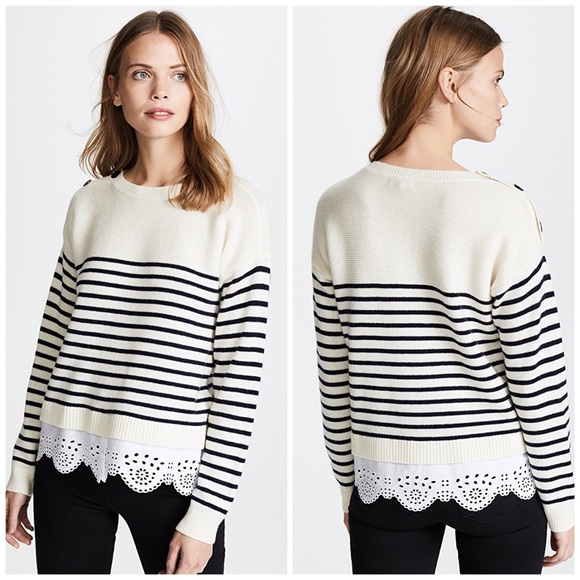 Joie Sweaters - NWT Joie Cashmere Wool Striped Lace Sweater